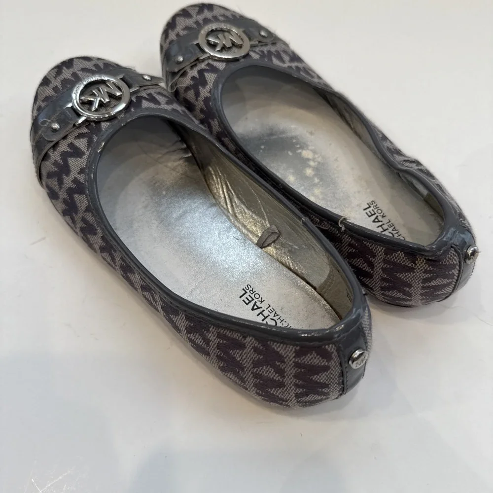 Michael Kors Tori Drew‎ 2 Signature Tan Black Ballet Flats Girls Youth Size 3